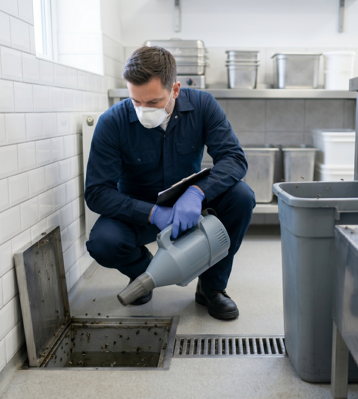 Commercial fly inspection in a food preparation area