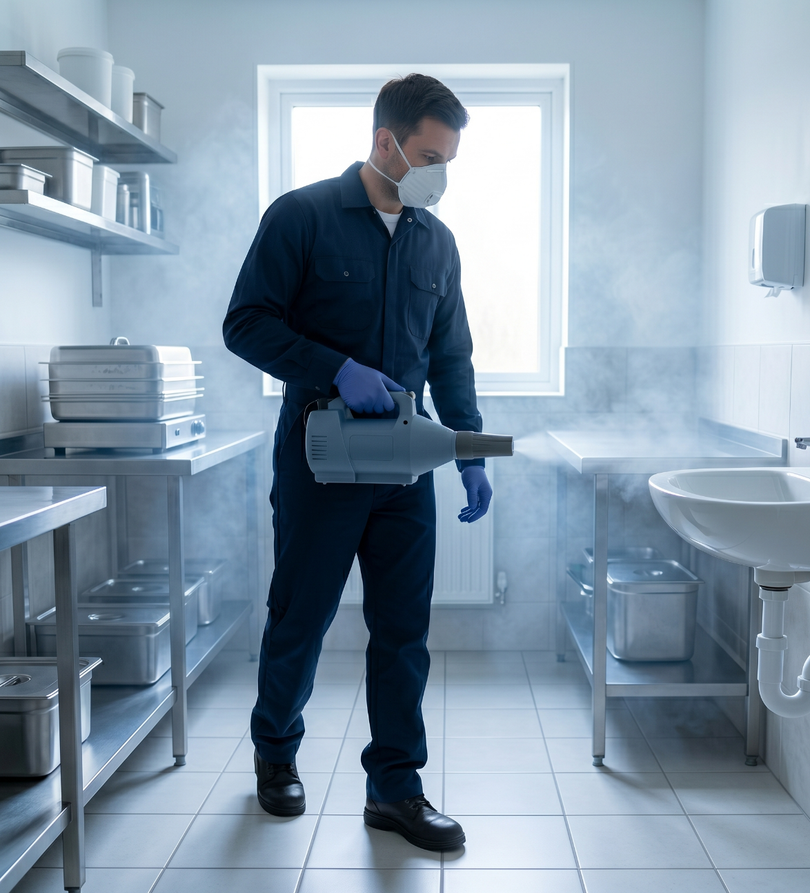 Professional fly fogging treatment in a commercial property